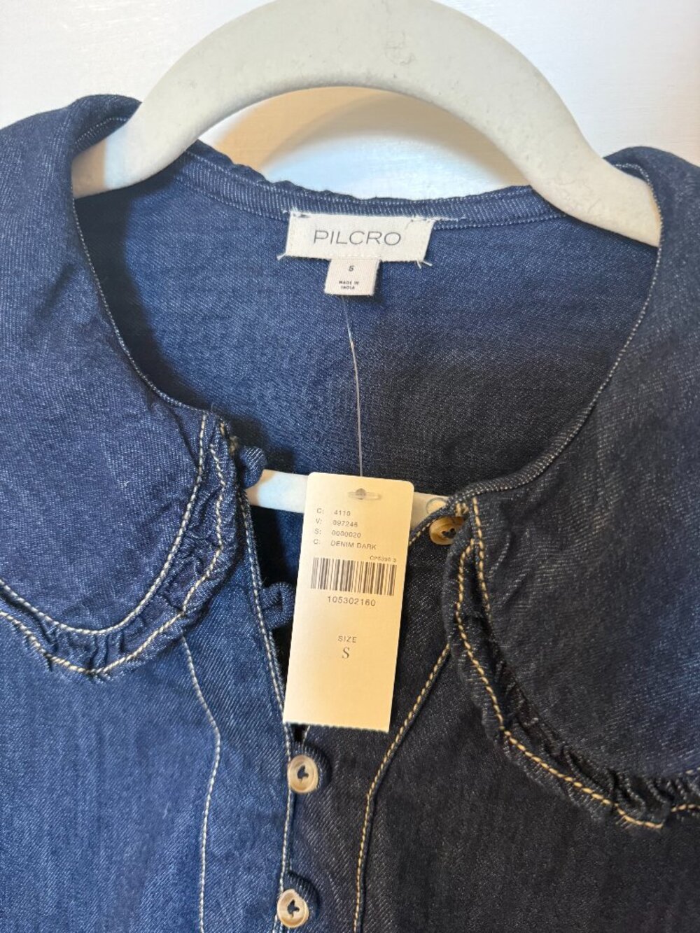 Pilcro Denim Button-up Top in Dark Denim S - Picture 2 of 6